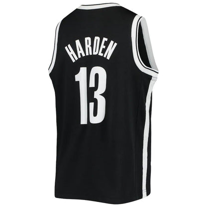 B.Nets #13 James Harden 2020-21 Swingman Jersey Black Icon Edition Stitched American Basketball Jersey UNEC