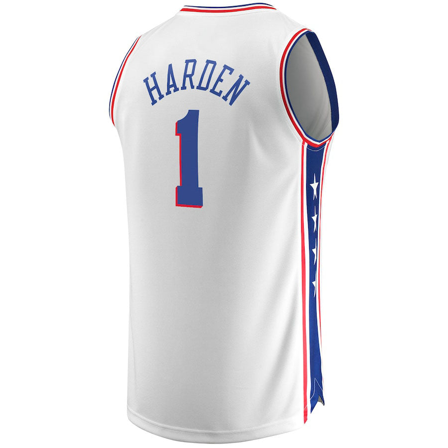 PH.76ers #1 James Harden Fanatics Branded Fast Break Replica Jersey Association Edition White Stitched American Basketball Jersey UNEC