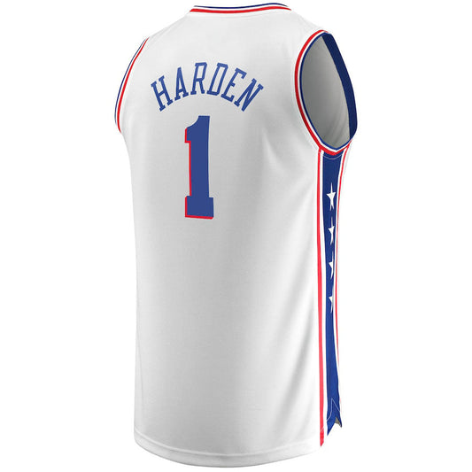 PH.76ers #1 James Harden Fanatics Branded Fast Break Replica Jersey Association Edition White Stitched American Basketball Jersey UNEC