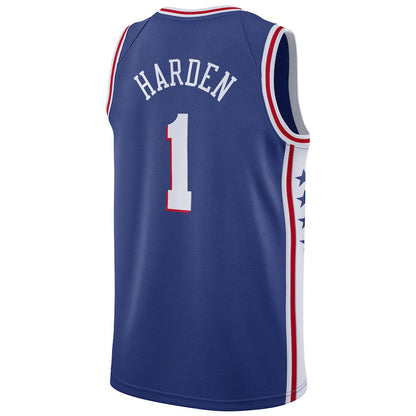 PH.76ers #1 James Harden 2021-22 Swingman Jersey Royal Icon Edition Stitched American Basketball Jersey UNEC