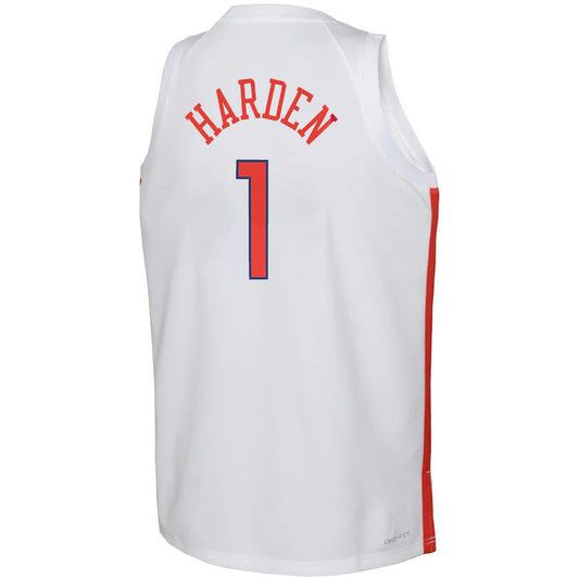 PH.76ers #1 James Harden 2022-23 Swingman Jersey City Edition White Stitched American Basketball Jersey UNEC