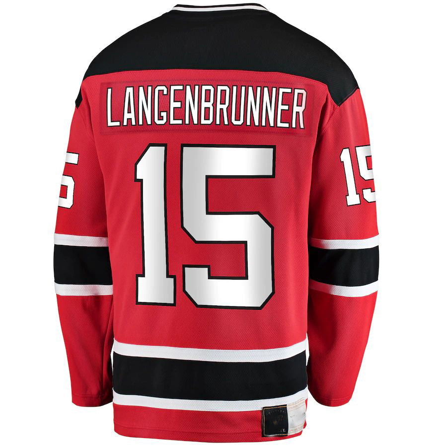 NJ.Devils #15 Jamie Langenbrunner Fanatics Branded Premier Breakaway Retired Player Jersey Red Stitched American Hockey Jersey UNEC