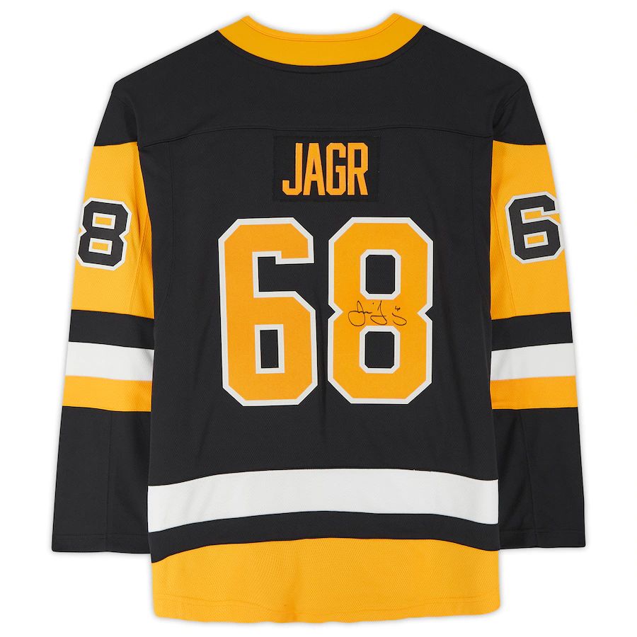 P.Penguins #68 Jaromir Jagr Fanatics Authentic Autographed Fanatics Breakaway Jersey Black Stitched American Hockey Jersey UNEC