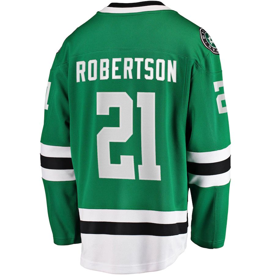 D.Stars #21 Jason Robertson Fanatics Branded 2017-18 Home Breakaway Replica Jersey Kelly Green Stitched American Hockey Jersey UNEC