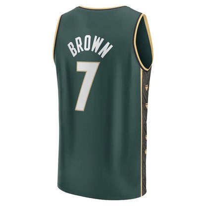 B.Celtics #7Jaylen Brown Fanatics Branded 2022-23 Fastbreak Jersey  City Edition Kelly Green Stitched American Basketball Jersey UNEC