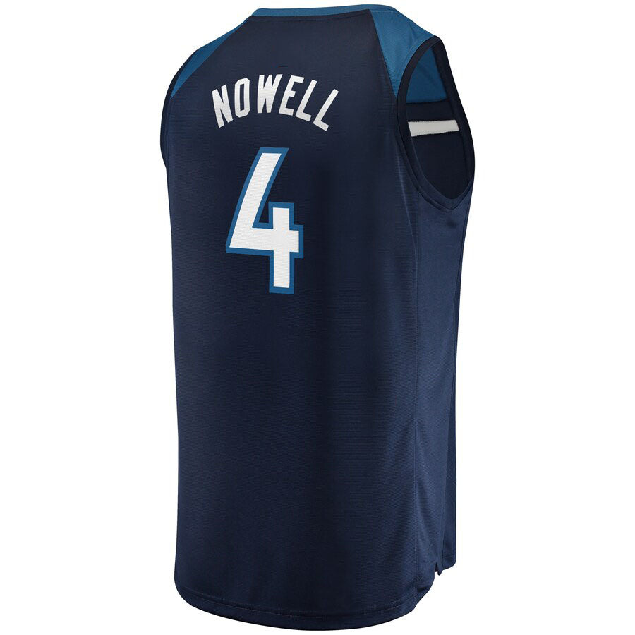 M.Timberwolves #4 Jaylen Nowell Fanatics Branded  Fast Break Replica Jersey Icon Edition Navy Stitched American Basketball Jersey UNEC