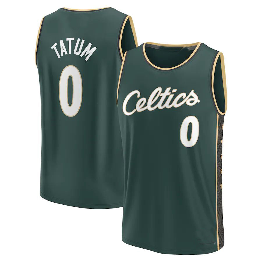 B.Celtics #0 Jayson Tatum Fanatics Branded 2022-23 Fastbreak Jersey City Edition Kelly Green Stitched American Basketball Jersey UNEC