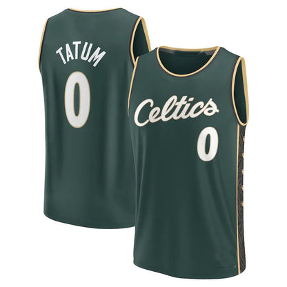 B.Celtics #0 Jayson Tatum Fanatics Branded 2022-23 Fastbreak Jersey City Edition Kelly Green Stitched American Basketball Jersey UNEC