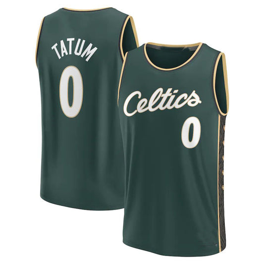 B.Celtics #0 Jayson Tatum Fanatics Branded 2022-23 Fastbreak Jersey City Edition Kelly Green Stitched American Basketball Jersey UNEC