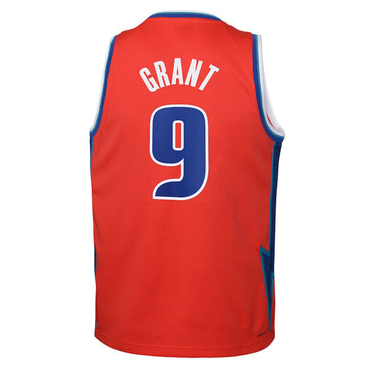 D.Pistons #9 Jerami Grant 2021-22 Swingman Jersey City Edition Red Stitched American Basketball Jersey UNEC