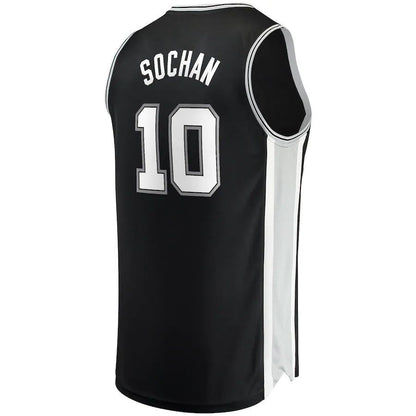 S.Antonio Spurs #10 Jeremy Sochan Fanatics Branded 2022 Draft First Round Pick Fast Break Replica Jersey Icon Edition Black Stitched American Basketball Jersey UNEC