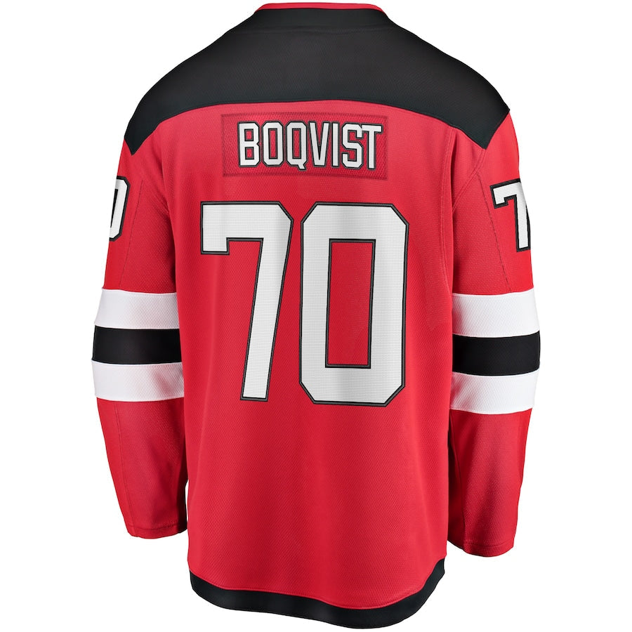 NJ.Devils #70 Jesper Boqvist Fanatics Branded Home Breakaway Player Jersey Red Stitched American Hockey Jersey UNEC