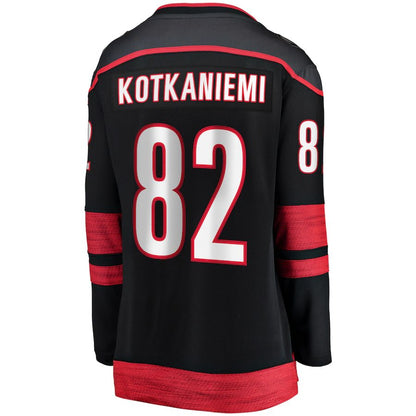C.Hurricanes #82 Jesperi Kotkaniemi Fanatics Branded Home Breakaway Player Jersey Black Stitched American Hockey Jersey UNEC