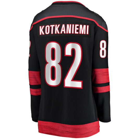C.Hurricanes #82 Jesperi Kotkaniemi Fanatics Branded Home Breakaway Player Jersey Black Stitched American Hockey Jersey UNEC