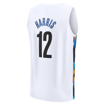 B.Nets #12 Joe Harris Fanatics Branded 2022-23 Fastbreak Jersey City Edition White Stitched American Basketball Jersey UNEC
