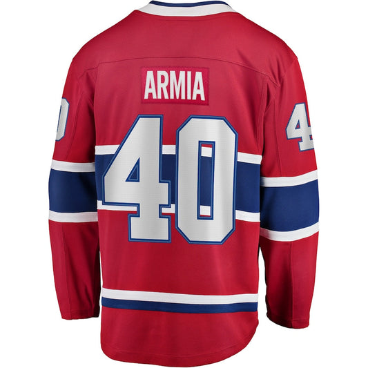 M.Canadiens #40 Joel Armia Fanatics Branded Home Breakaway Player Jersey Red Stitched American Hockey Jersey UNEC