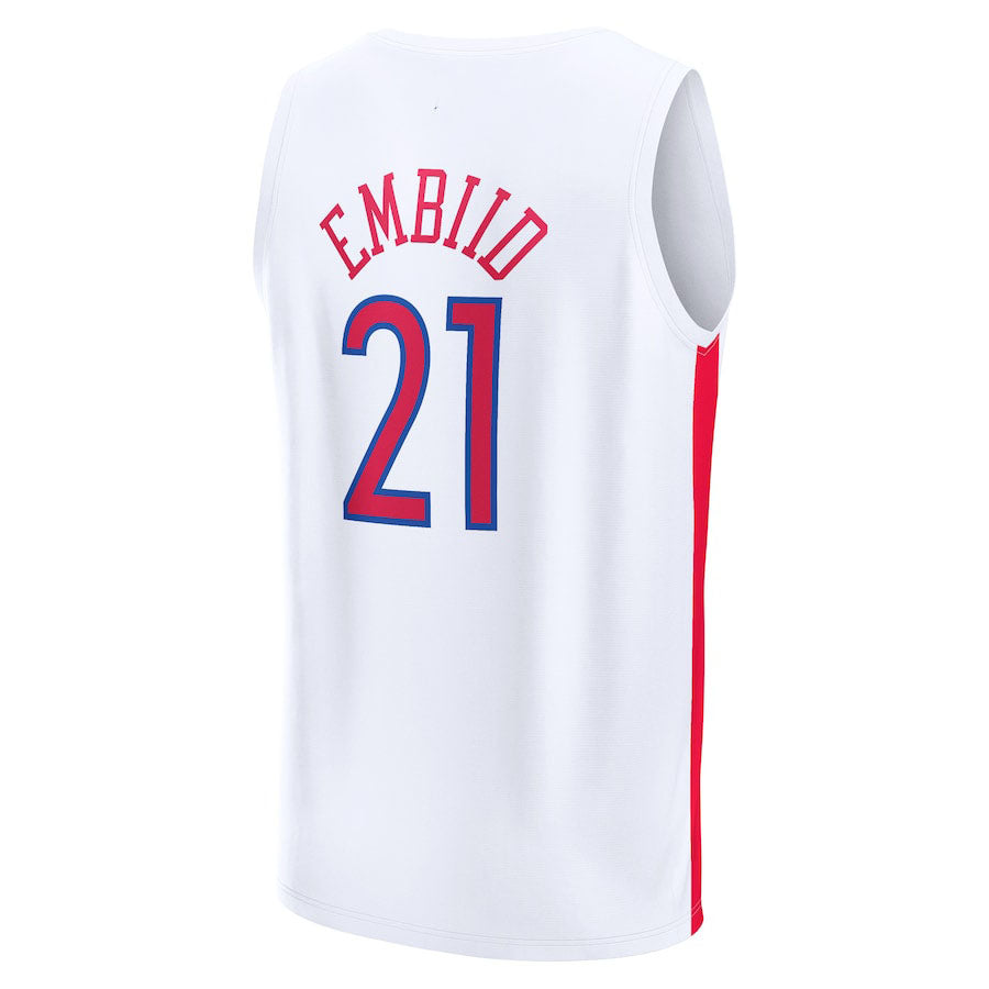PH.76ers #21 Joel Embiid Fanatics Branded 2022-23 Fastbreak Jersey City Edition  White Stitched American Basketball Jersey UNEC