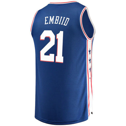 PH.76ers #21 Joel Embiid Fanatics Branded Fast Break Replica Team Color Player Jersey Royal Icon Edition Stitched American Basketball Jersey UNEC