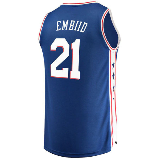 PH.76ers #21 Joel Embiid Fanatics Branded Fast Break Replica Team Color Player Jersey Royal Icon Edition Stitched American Basketball Jersey UNEC