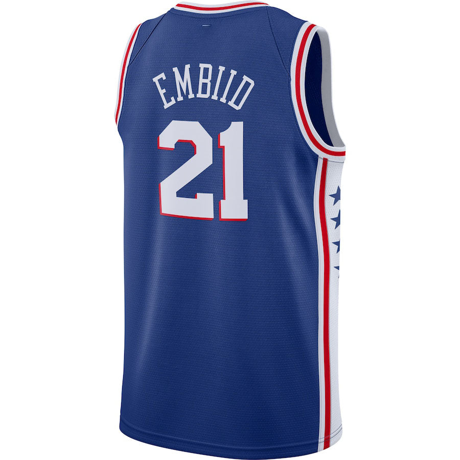 PH.76ers #21 Joel Embiid 2019-2020 Swingman Jersey Royal Icon Edition Stitched American Basketball Jersey UNEC