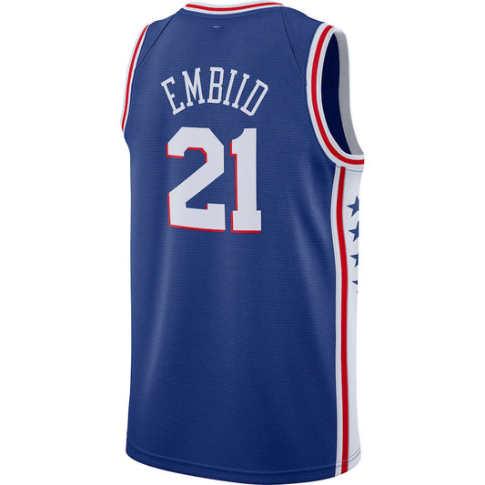 PH.76ers #21 Joel Embiid 2019-2020 Swingman Jersey Royal Icon Edition Stitched American Basketball Jersey UNEC