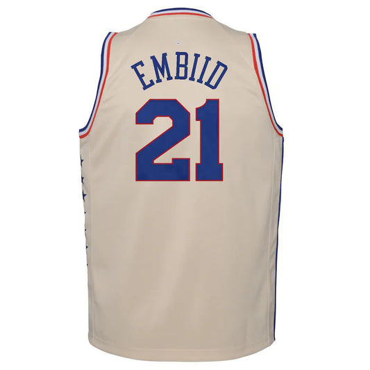 PH.76ers #21 Joel Embiid 2020-21 Swingman Player Jersey Cream  Earned Edition White Stitched American Basketball Jersey UNEC