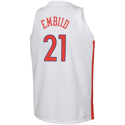 PH.76ers #21 Joel Embiid 2022-23 Swingman Jersey City Edition White Stitched American Basketball Jersey UNEC
