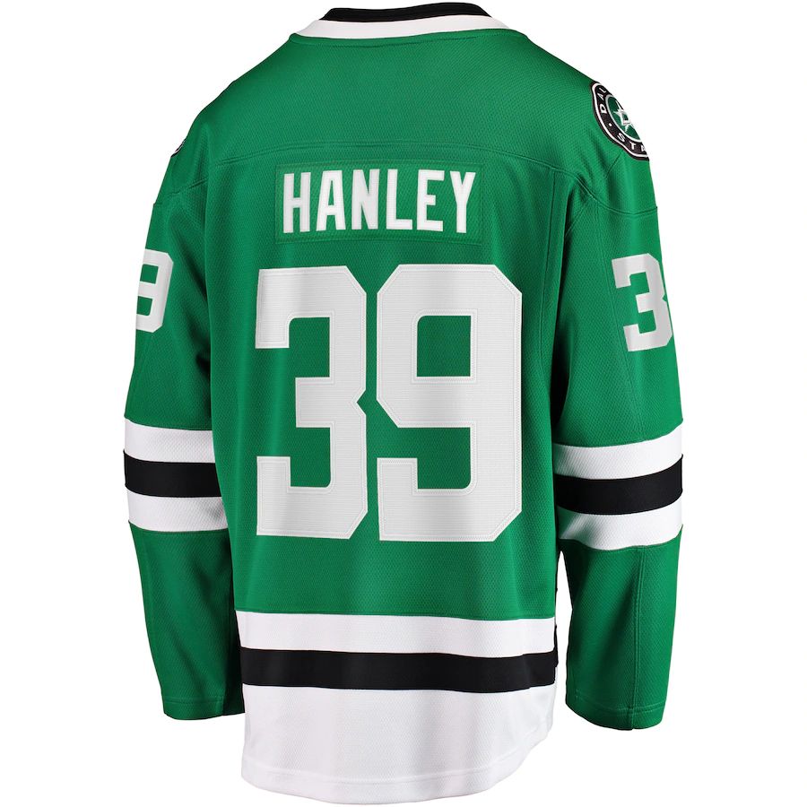 D.Stars #39 Joel Hanley Fanatics Branded Breakaway Player Jersey Kelly Green Stitched American Hockey Jersey UNEC