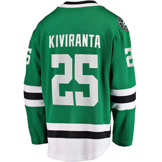 D.Stars #25 Joel Kiviranta Fanatics Branded Home Breakaway Jersey Kelly Green Stitched American Hockey Jersey UNEC