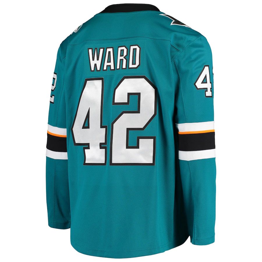 SJ.Sharks #42 Joel Ward Fanatics Branded Breakaway Home Player Jersey Teal Stitched American Hockey Jersey UNEC