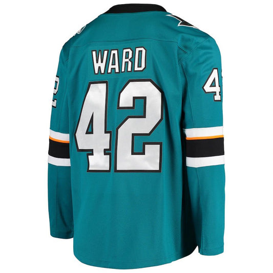 SJ.Sharks #42 Joel Ward Fanatics Branded Breakaway Home Player Jersey Teal Stitched American Hockey Jersey UNEC