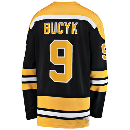 B.Bruins #9 John Bucyk Fanatics Branded Premier Breakaway Retired Player Jersey Black Stitched American Hockey Jersey UNEC