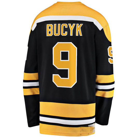 B.Bruins #9 John Bucyk Fanatics Branded Premier Breakaway Retired Player Jersey Black Stitched American Hockey Jersey UNEC