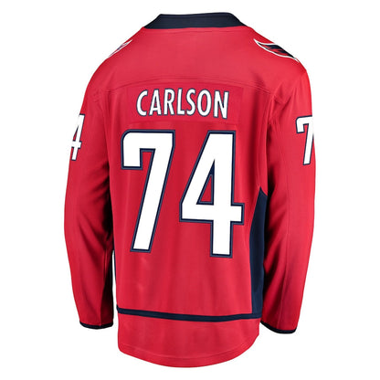 W.Capitals #74 John Carlson Fanatics Branded Home Breakaway Player Jersey Red Stitched American Hockey Jersey UNEC