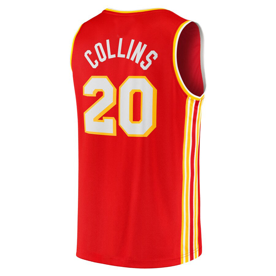 A.Hawks #20 John Collins Fanatics Branded 2021-22 Fast Break Replica Jersey Red Icon Edition Red Stitched American Basketball Jersey UNEC