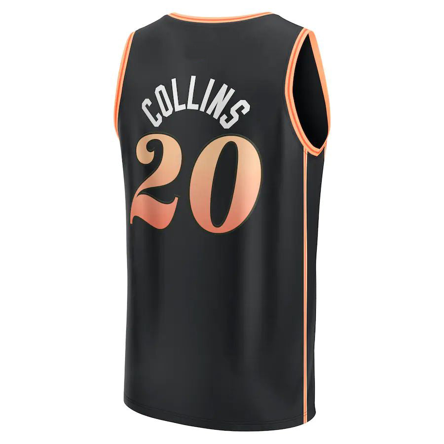 A.Hawks #20 John Collins Fanatics Branded 2022-23 Fastbreak Jersey City Edition Black Stitched American Basketball Jersey UNEC
