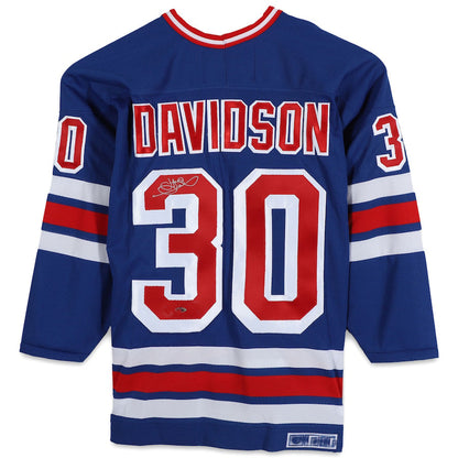 NY.Rangers #30 John Davidson Fanatics Authentic Autographed Blue Jersey Blue Stitched American Hockey Jersey UNEC