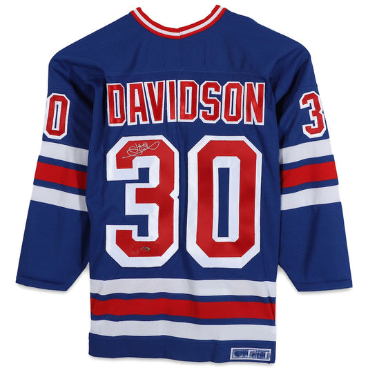 NY.Rangers #30 John Davidson Fanatics Authentic Autographed Blue Jersey Blue Stitched American Hockey Jersey UNEC