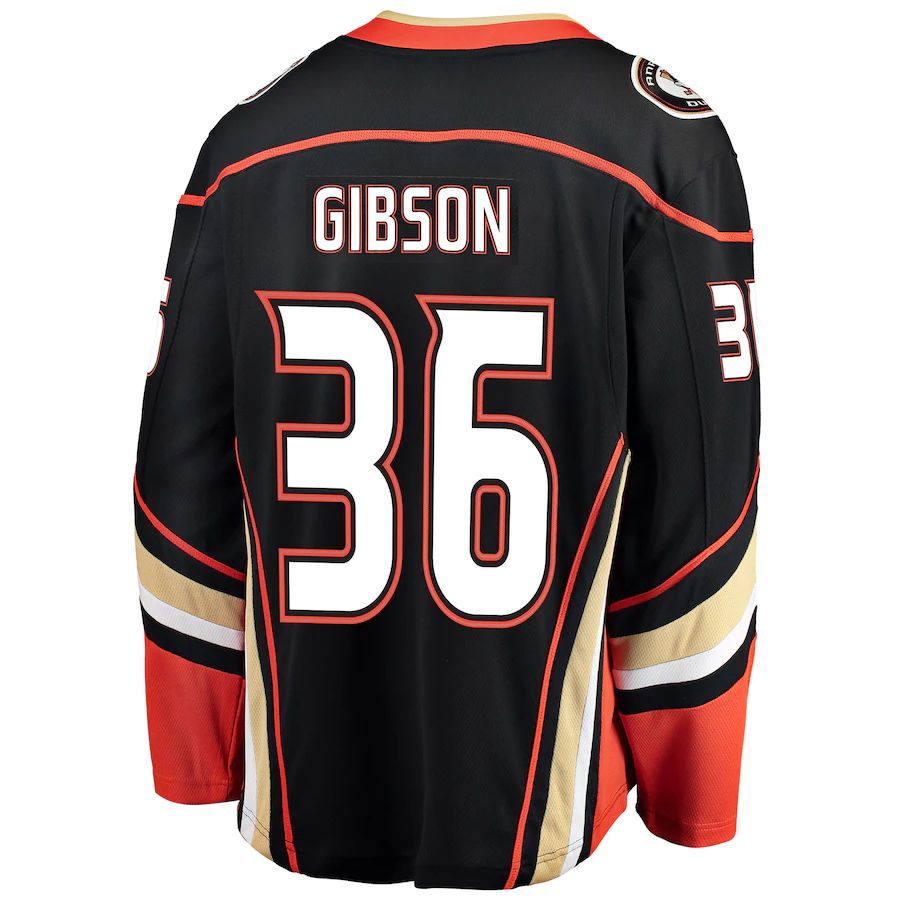 A.Ducks #36 John Gibson Fanatics Branded Breakaway Player Jersey Black Stitched American Hockey Jersey UNEC