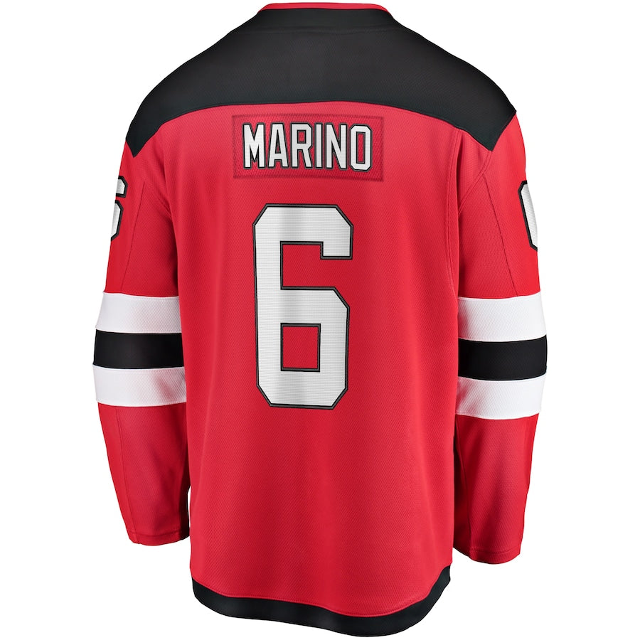 NJ.Devils #6 John Marino Fanatics Branded Home Breakaway Player Jersey Red Stitched American Hockey Jersey UNEC