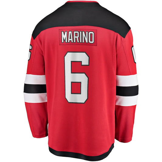 NJ.Devils #6 John Marino Fanatics Branded Home Breakaway Player Jersey Red Stitched American Hockey Jersey UNEC