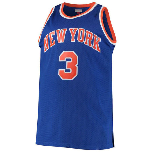 NY.Knicks #3 John Starks Mitchell & Ness Big & Tall Hardwood Classics Swingman Jersey Blue Stitched American Basketball Jersey UNEC