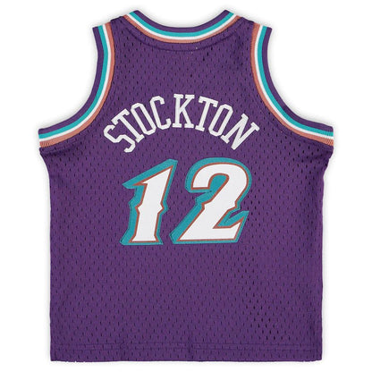U.Jazz #12 John Stockton Mitchell & Ness Infant 1996-97 Hardwood Classics Retired Player Jersey Purple Stitched American Basketball Jersey UNEC