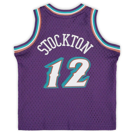 U.Jazz #12 John Stockton Mitchell & Ness Infant 1996-97 Hardwood Classics Retired Player Jersey Purple Stitched American Basketball Jersey UNEC