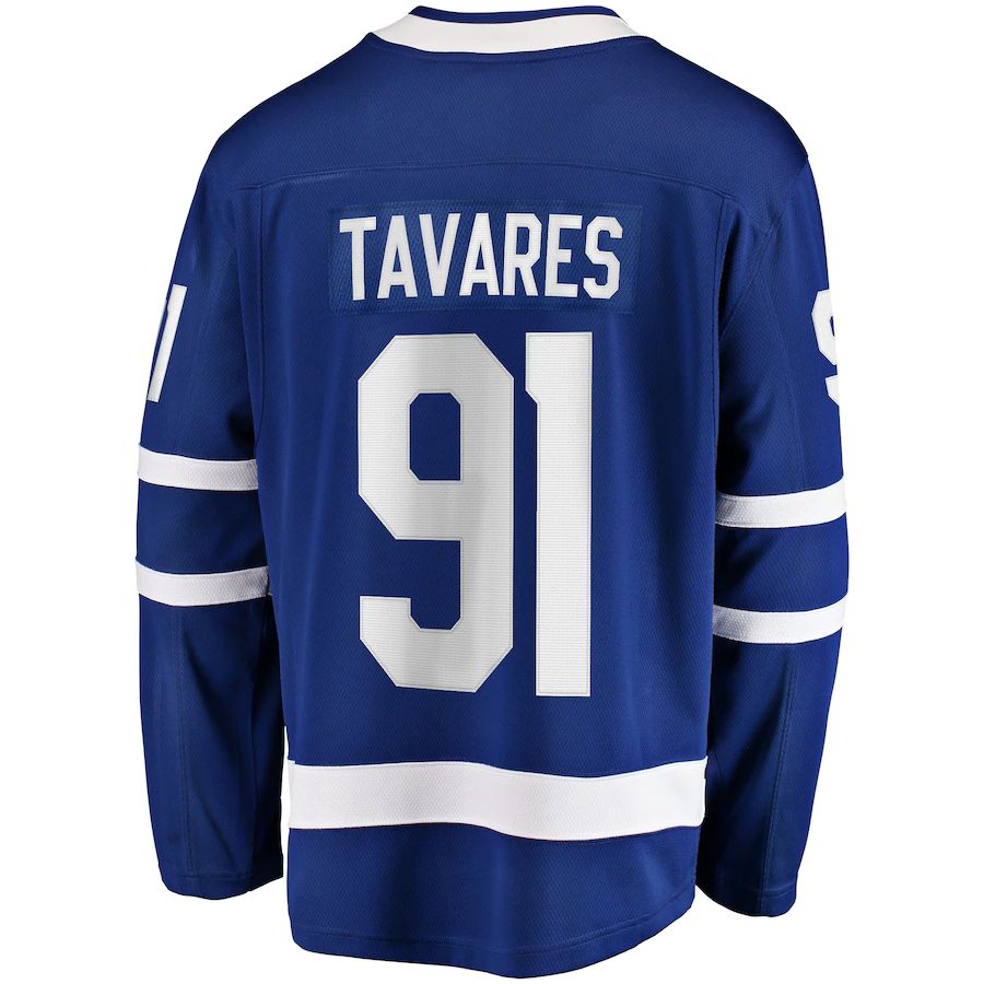 T.Maple Leafs #91 John Tavares Fanatics Branded Home Captain Premier Breakaway Player Jersey Blue Stitched American Hockey Jersey UNEC