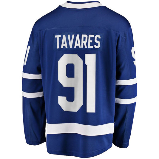 T.Maple Leafs #91 John Tavares Fanatics Branded Home Captain Premier Breakaway Player Jersey Blue Stitched American Hockey Jersey UNEC