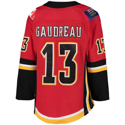 C.Flames #13 Johnny Gaudreau 2020-21 Alternate Premier Player Jersey Red Stitched American Hockey Jersey UNEC
