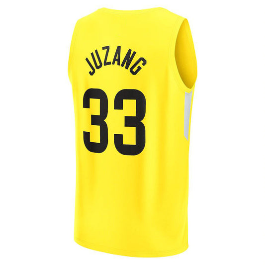 U.Jazz #33 Johnny Juzang Fanatics Branded 2022-23 Fast Break Replica Player Jersey  Icon Edition Yellow Stitched American Basketball Jersey UNEC