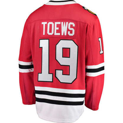 C.Blackhawks #19 Jonathan Toews Fanatics Branded Breakaway Player Jersey Red Stitched American Hockey Jersey UNEC