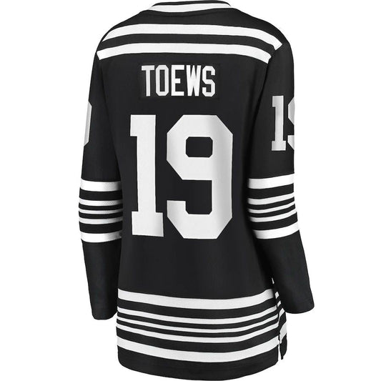 C.Blackhawks #19 Jonathan Toews Fanatics Branded Alternate 2019-20 Premier Breakaway Player Jersey Black Stitched American Hockey Jersey UNEC